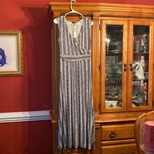 Talbots Navy and White Maxi Dress Size Petite Small
